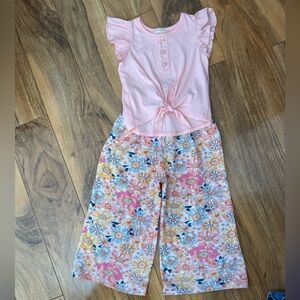 btween Pink Floral Elastic Waist Pants